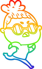 rainbow gradient line drawing cartoon annoyed woman