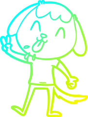 cold gradient line drawing cute cartoon dog