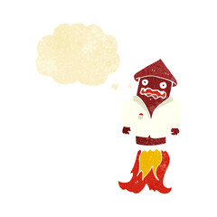 cartoon firework in business suit with thought bubble