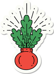 sticker of tattoo style house plant