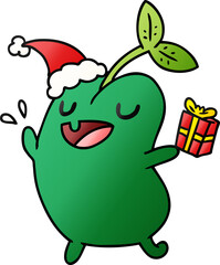 christmas gradient cartoon of kawaii seed