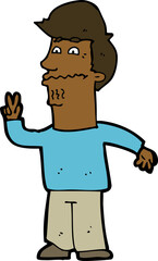 cartoon man giving peace sign