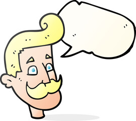 speech bubble cartoon man with mustache