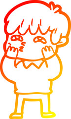 warm gradient line drawing cartoon curious man