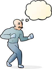 cartoon victorian boxer with thought bubble