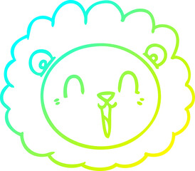 cold gradient line drawing cartoon lion face