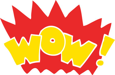 flat color illustration cartoon word wow