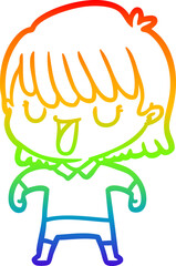rainbow gradient line drawing cartoon woman