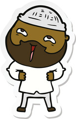 sticker of a cartoon happy bearded man
