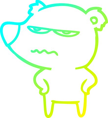 Fototapeta premium cold gradient line drawing angry bear polar cartoon