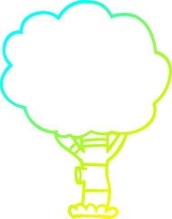 cold gradient line drawing cartoon tree