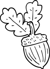 line drawing cartoon acorn