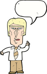 cartoon grumpy boss with speech bubble