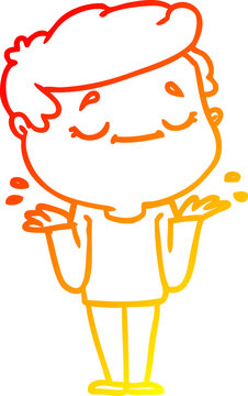 recommend clip art: warm gradient line drawing cartoon peaceful man shrugging