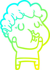cold gradient line drawing cartoon man pulling face