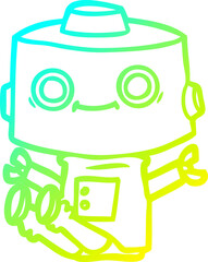 cold gradient line drawing cartoon robot