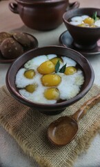 sweet porridge with coconut milk and brown sugar soup