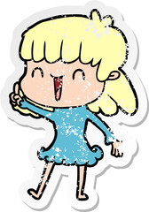 distressed sticker of a cartoon woman
