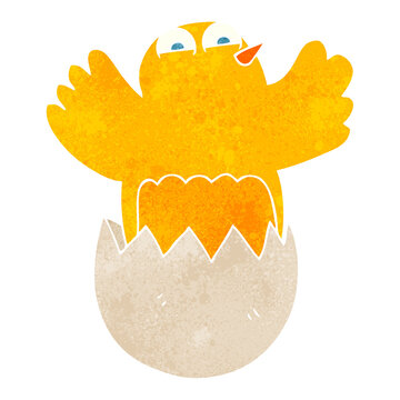 retro cartoon hatching egg