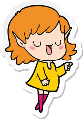 sticker of a cartoon elf girl