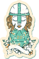 human fighter with natural twenty dice roll illustration