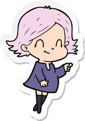 sticker of a cartoon friendly girl