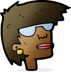 cartoon female face with glasses