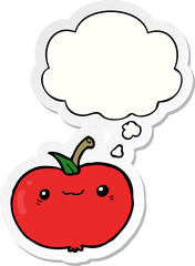 cartoon apple and thought bubble as a printed sticker