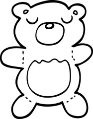 black and white cartoon teddy bear
