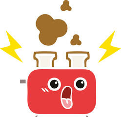 flat color retro cartoon of a toaster