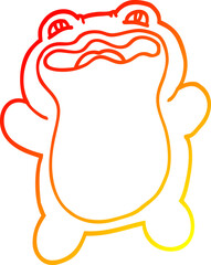 warm gradient line drawing funny cartoon frog
