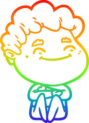 rainbow gradient line drawing cartoon friendly man