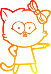 Obraz premium warm gradient line drawing cartoon cat