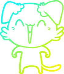 cold gradient line drawing happy little dog cartoon