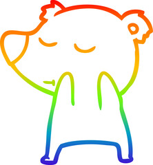 rainbow gradient line drawing happy cartoon bear