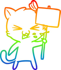 rainbow gradient line drawing cartoon cat