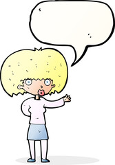 cartoon woman gesturing with speech bubble