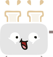 flat color retro cartoon of a toaster