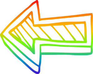 rainbow gradient line drawing cartoon directing arrow