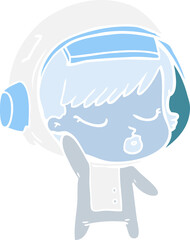 flat color style cartoon pretty astronaut girl