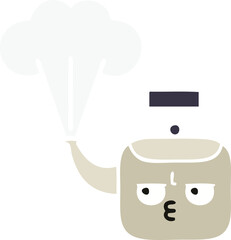 flat color retro cartoon steaming kettle