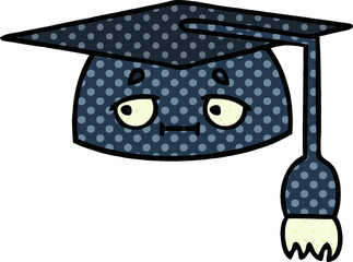 comic book style cartoon graduation hat