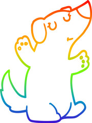 rainbow gradient line drawing cartoon dog