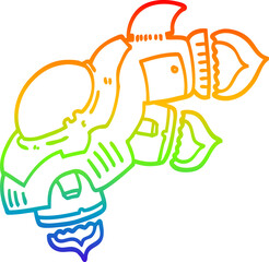 rainbow gradient line drawing cartoon space ship
