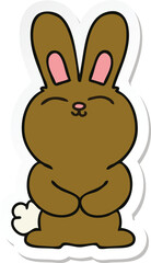 sticker of a quirky hand drawn cartoon rabbit