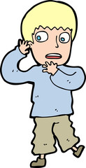 cartoon frightened boy