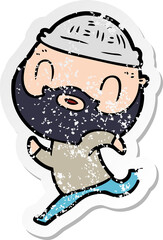 distressed sticker of a cartoon bearded man