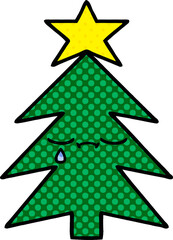 comic book style cartoon christmas tree