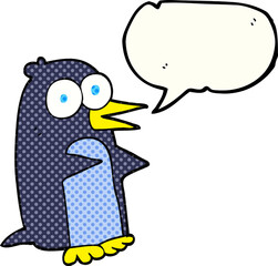 comic book speech bubble cartoon penguin