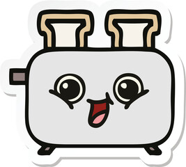 sticker of a cute cartoon of a toaster